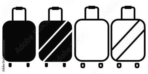 Suitcase icon. Valise, baggage, luggage icon set. Luggage suitcase, travel bag icons. Travel bag icon flat. Trip baggage sign. Baggage icon. Vector illustrator.