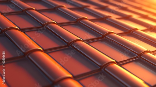 Wallpaper Mural Closeup of a metal roof bathed in vibrant orange light Torontodigital.ca