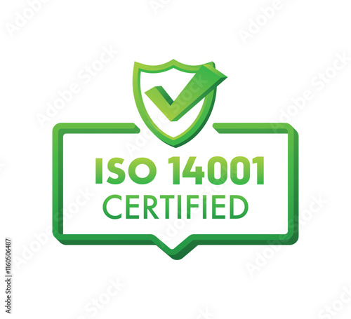 ISO 14001 Environmental Management Systems Badge – Green Sustainability Certification Icon