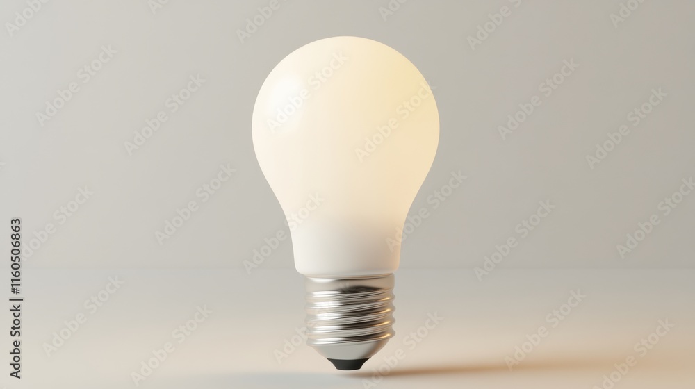 Illuminating innovation, a single light bulb shines bright on white surface bright Illuminating innovation, a single light bulb shines bright on white surface bright