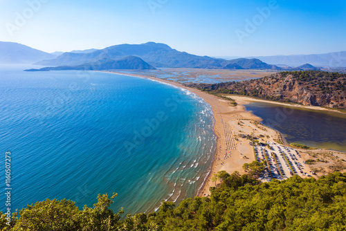 Fototapeta Naklejka Na Ścianę i Meble -  Iztuzu beach aerial panoramic view near Dalyan in Turkey