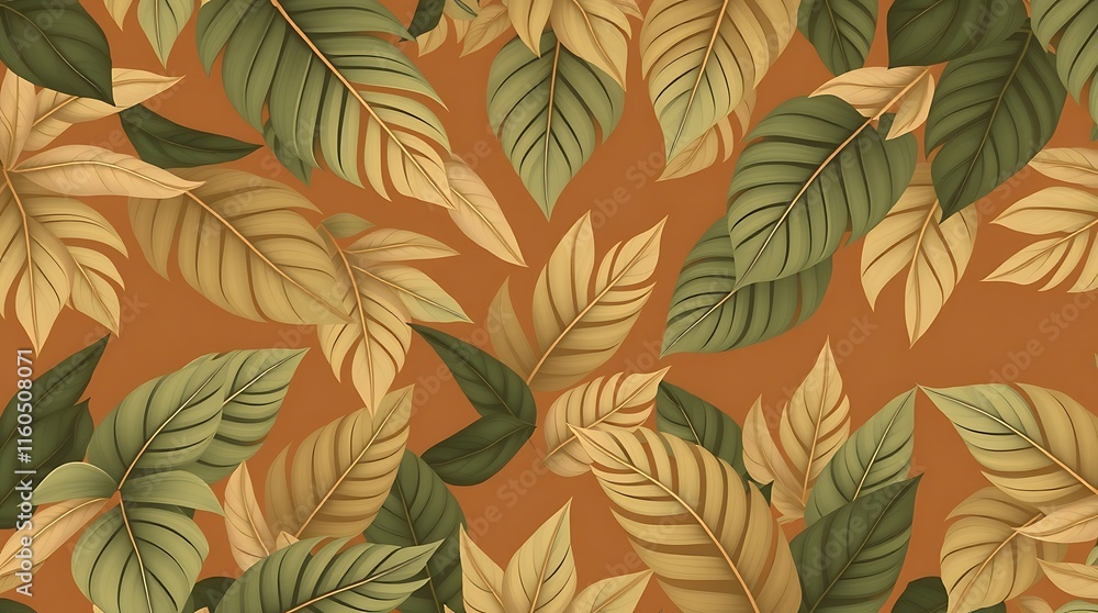 Rustic Tropical Leaf Pattern 