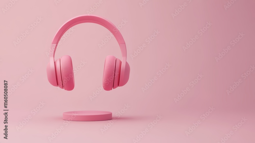 Pink headphones on pink, a stylish audio accessory for music lovers stylish Pink headphones on pink, a stylish audio accessory for music lovers stylish