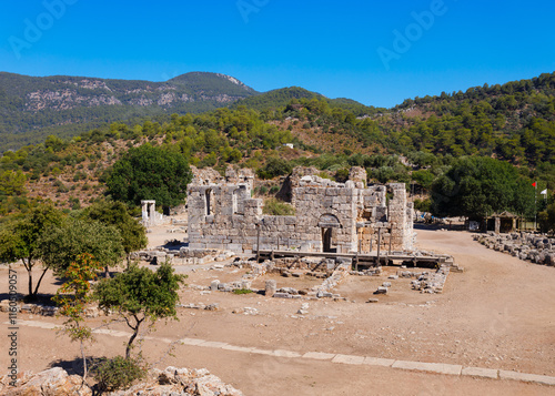 Kaunos ancient city near Dalyan town in Turkey photo