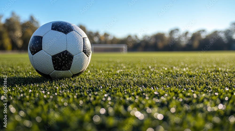 Fototapeta premium Soccer ball on a green field.
