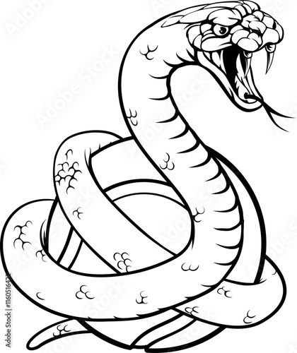 A snake with a tennis ball sports team animal cartoon mascot
