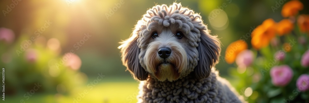 Golden Hour Puli Puppy Portrait Adorable Dog with Curly Fur and Warm Light for Pet Lovers and Animal Decor Golden Hour Puli Puppy Portrait Adorable Dog with Curly Fur and Warm Light for Pet Lovers and Animal Decor