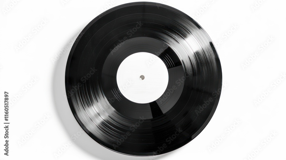 Obraz premium Black vinyl record with blank white label.