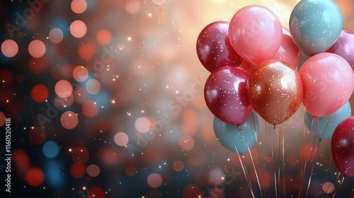 Wallpaper Mural Colorful balloons floating against a vibrant background with sparkling bokeh lights at a celebration event Torontodigital.ca