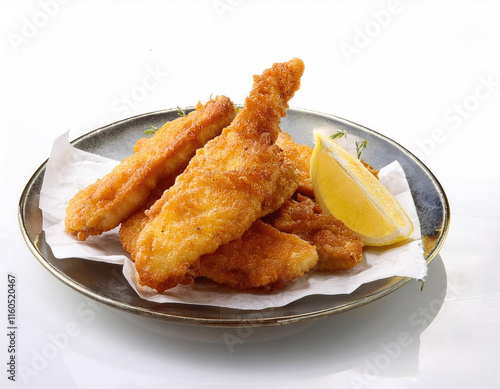 5 star hotel fish fry in the white background studio shot