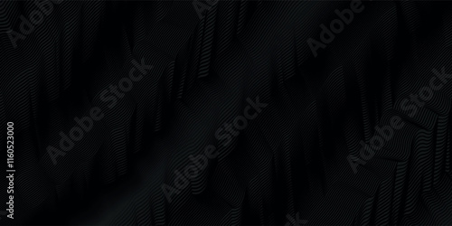 Black abstract background design. Modern wavy line pattern