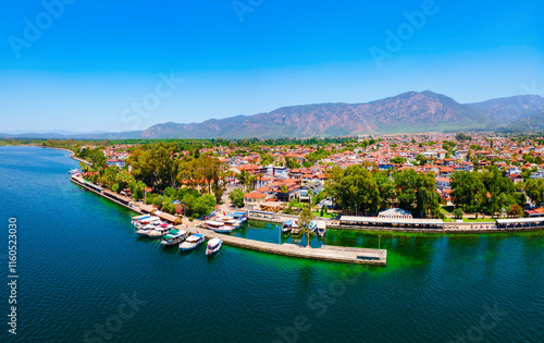 Obraz na płótnie Koycegiz town and lake aerial panoramic view in Turkey w salonie
