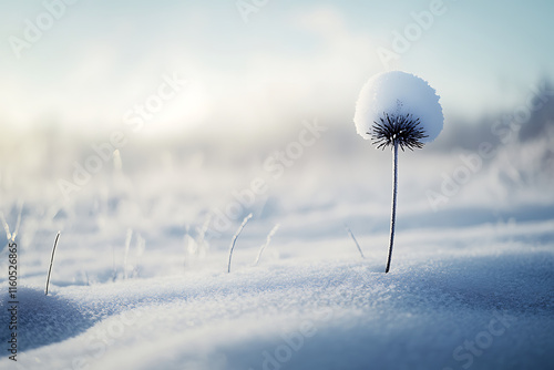 dandelion in the snow