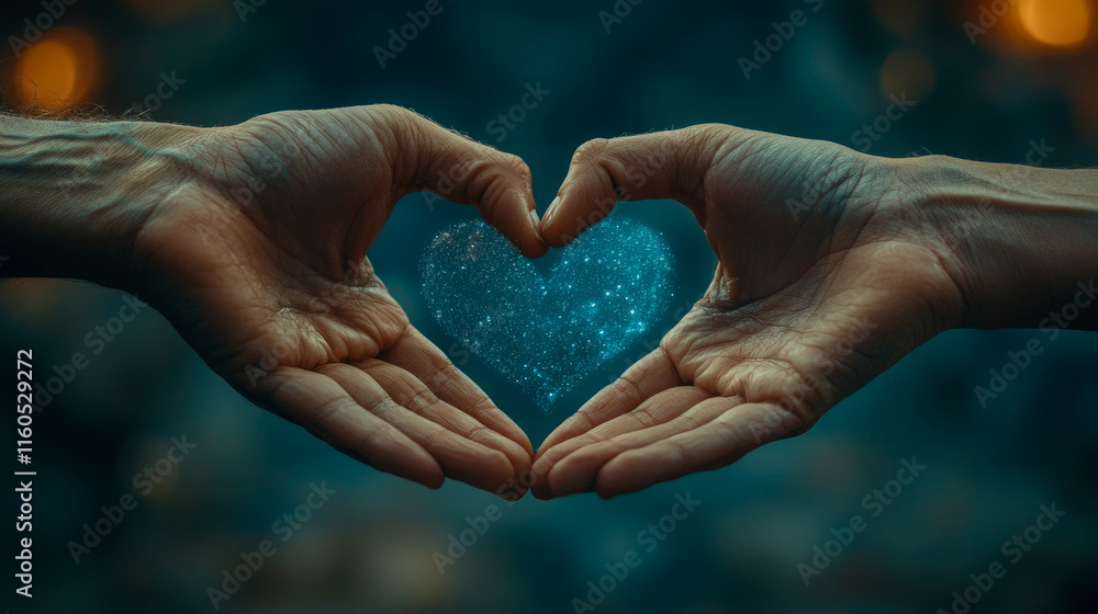 Fototapeta premium Hands Forming a Celestial Heart