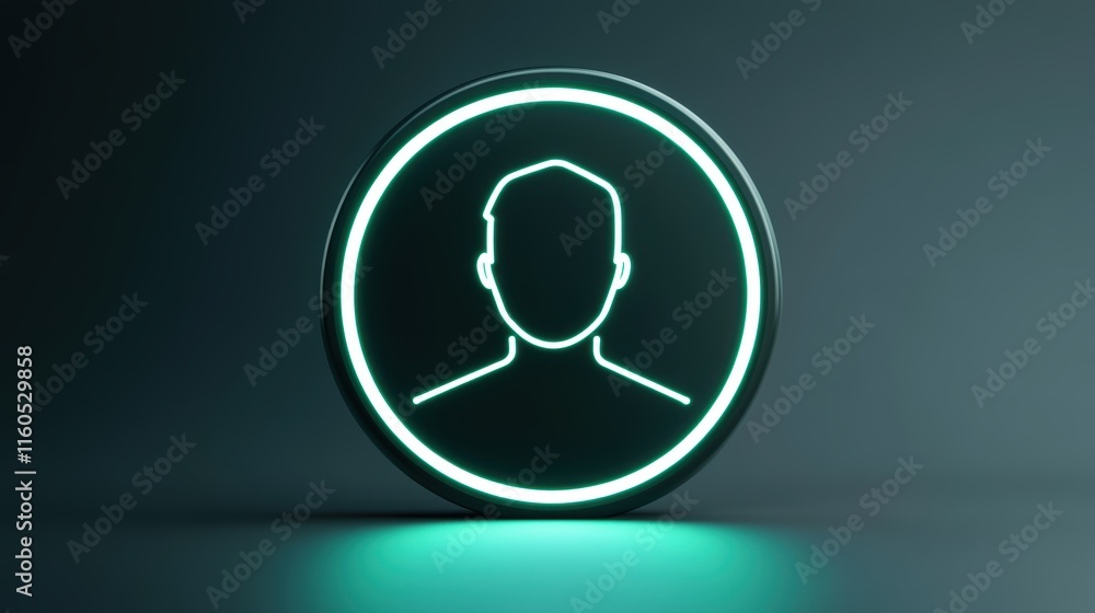 Vivid neon green glowing male figure icon against a dark backdrop radiant Vivid neon green glowing male figure icon against a dark backdrop radiant