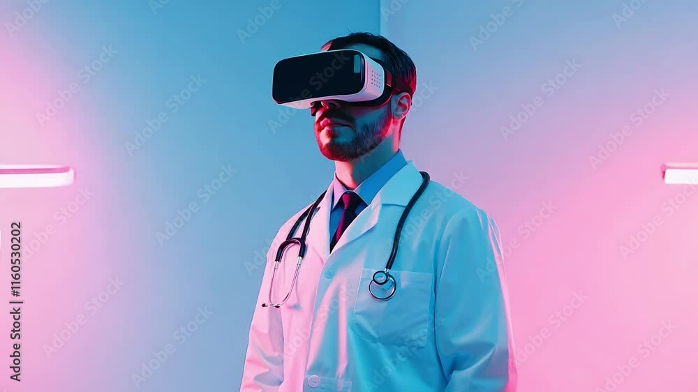 Man doctor wearing virtual reality glasses. Innovative medicine. Man doctor wearing virtual reality glasses. Medical technology, Health care medicine concept
Man doctor wearing virtual reality glasses. Innovative medicine. Man doctor wearing virtual reality glasses. Medical technology, Health care medicine concept