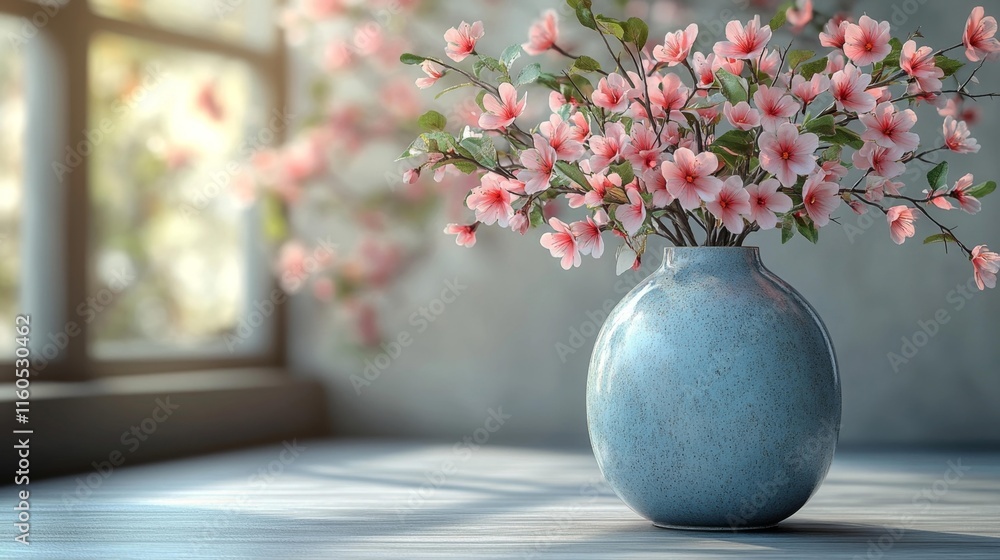 Spring flowers in a vase on a table. Generative AI Spring flowers in a vase on a table. Generative AI