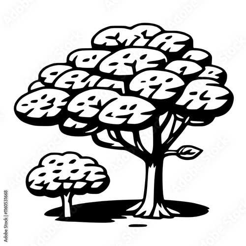 Minimalist Dogwood Tree Vector Illustration