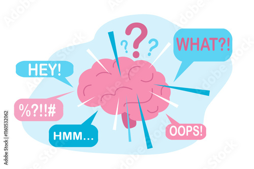 vector illustration in flat style on the topic of brain overload