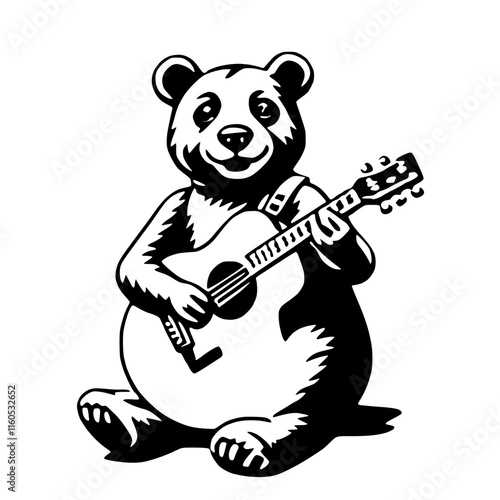 Creative Bear Guitar Player Vector Design