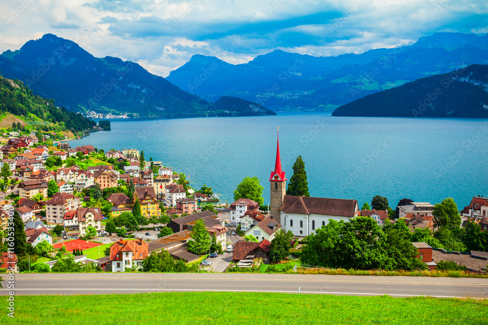 Weggis town on Lake Lucerne