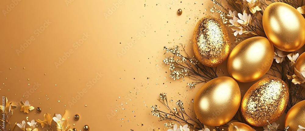 Easter background template with luxury premiume golden eggs Easter background template with luxury premiume golden eggs