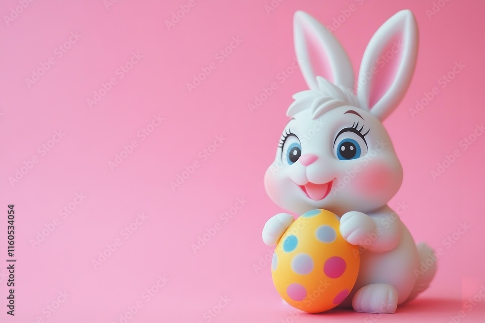 Easter bunny with egg on pink background Easter bunny with egg on pink background