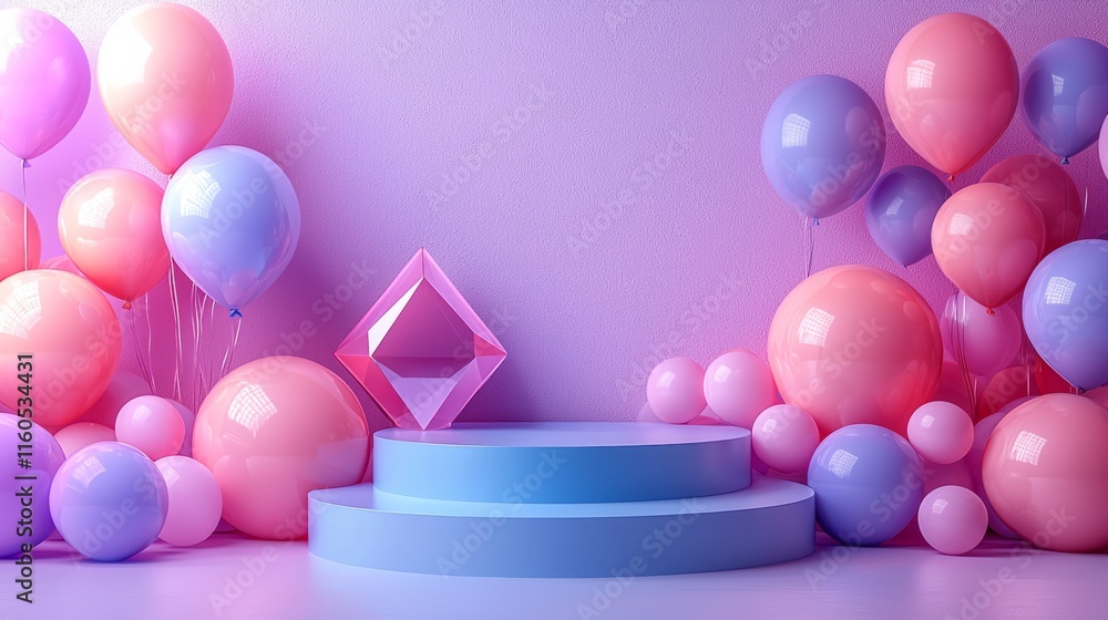Abstract background for cosmetic advertising. Blank podium display in pastel purple color. Abstract background for cosmetic advertising. Blank podium display in pastel purple color.