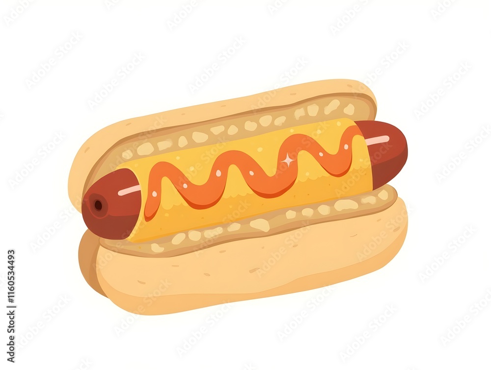 Hot Dog Doodle Style Illustration Hot Dog Doodle Style Illustration