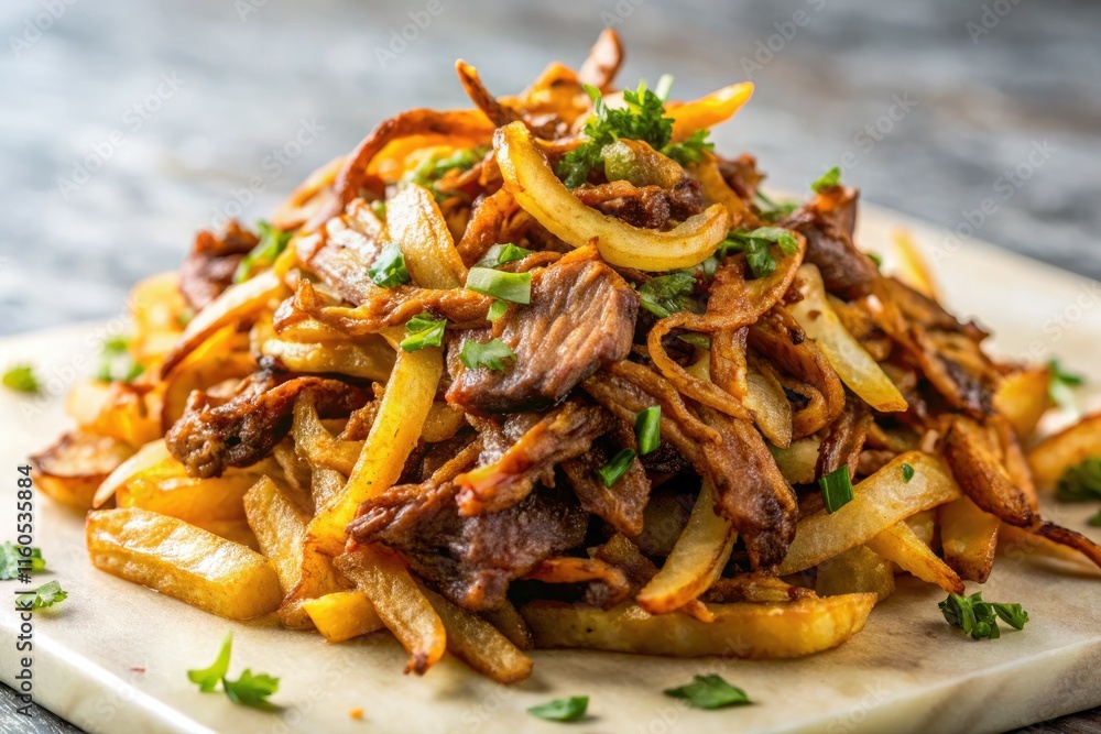 Crispy vaca frita: easy Cuban fried beef delight, perfect with onions. Crispy vaca frita: easy Cuban fried beef delight, perfect with onions.