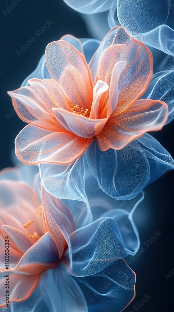 Ethereal Silk Flowers Delicate Blue and Peach Bloom Ethereal Silk Flowers Delicate Blue and Peach Bloom