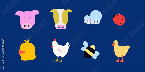 Animals Vector Illustration. Veganism. Love all kind. 