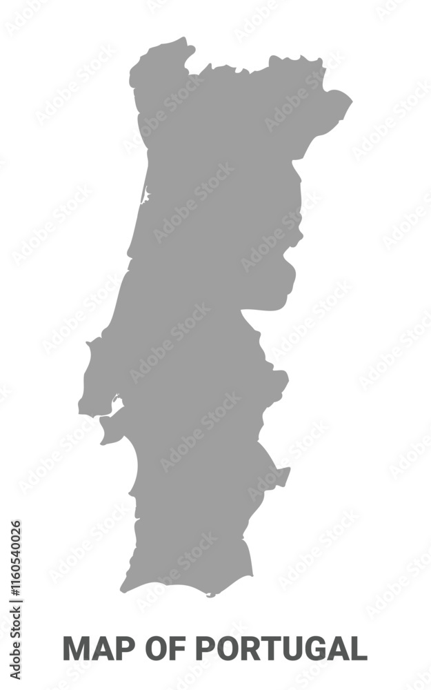 Simple flat Portugal map Grey vector Simple flat Portugal map Grey vector