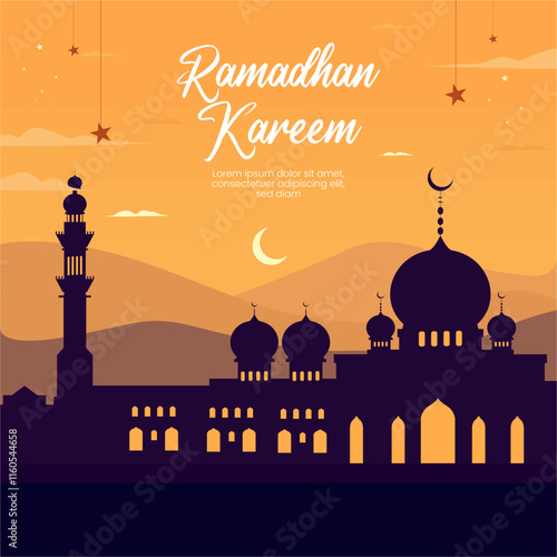 Ramadhan Kareem Flyer Vector Illustration