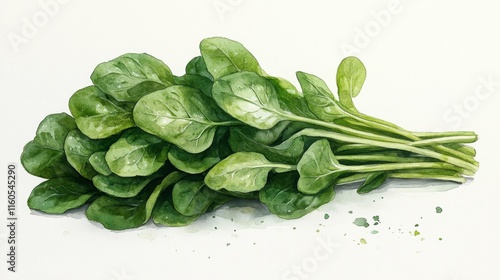 Watercolor Painting of Fresh Sorrel Leaves. Generative AI photo