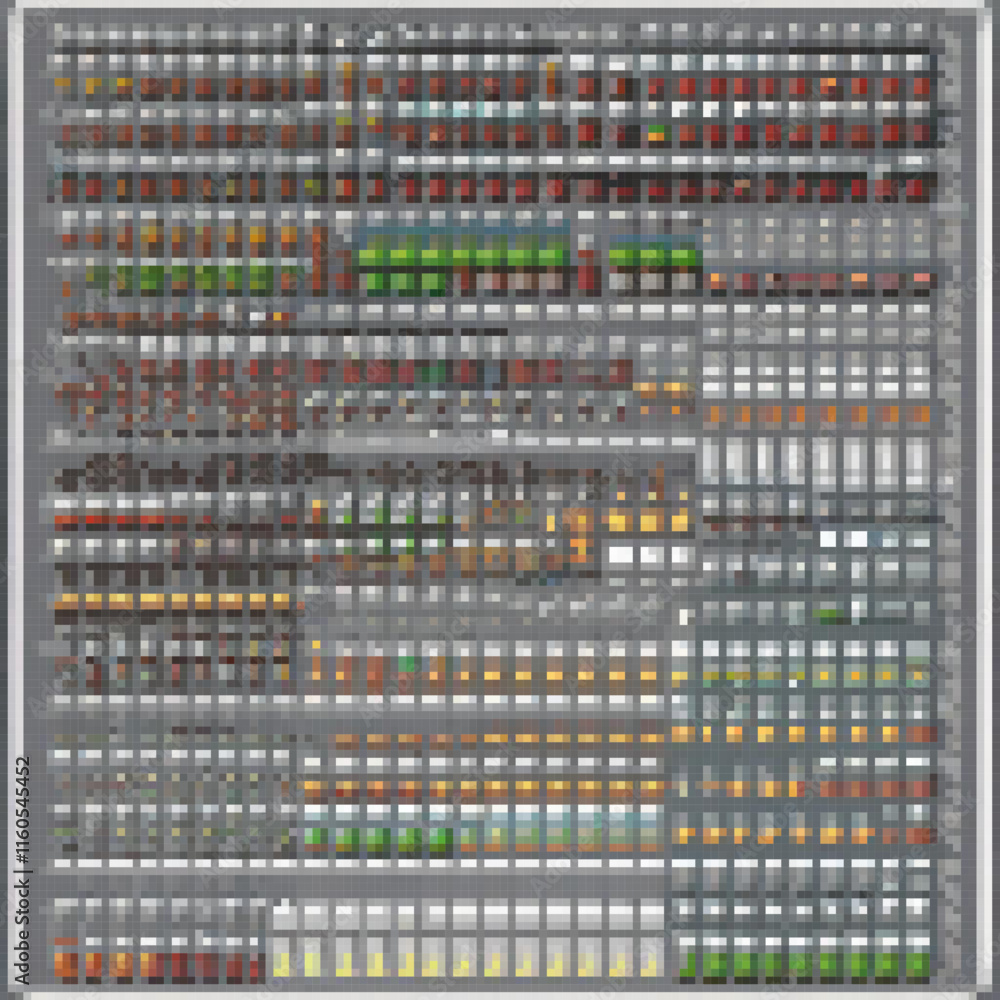 Pixel art of a mixing board on a white backdrop. Pixel art of a mixing board on a white backdrop.