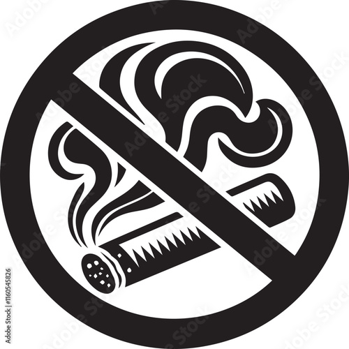 No Smoking symbol Cigarette not allow black vector