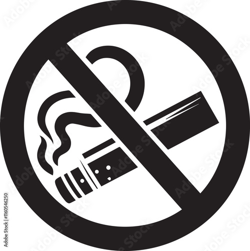 No Smoking symbol Cigarette not allow black vector