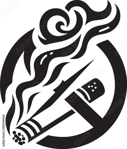 No Smoking symbol Cigarette not allow black vector