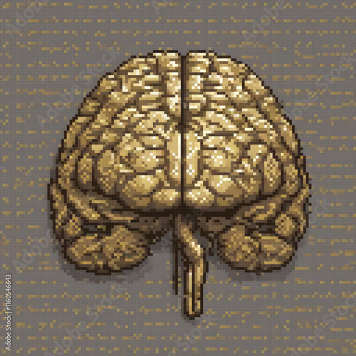 Pixel art cross stitch brain pattern, perfect for crafty brain enthusiasts.