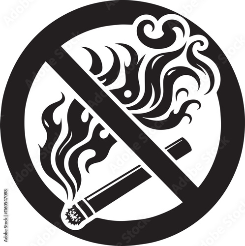 No Smoking symbol Cigarette not allow black vector