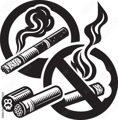 No Smoking symbol Cigarette not allow black vector
