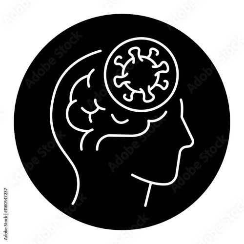 Encephalitis line black icon. Sign for web page, mobile app,