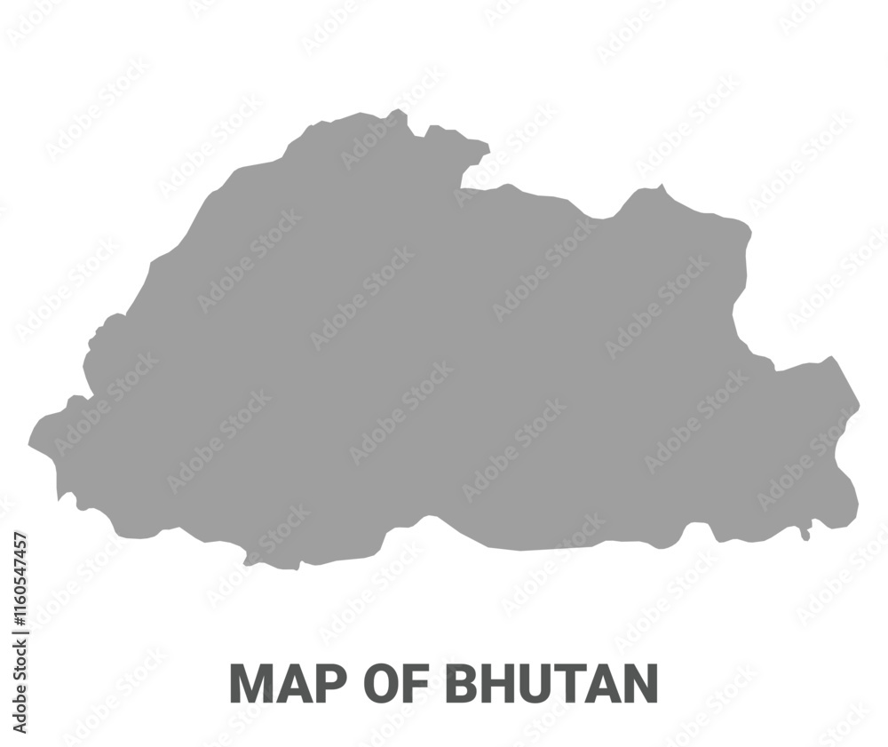 Simple flat Bhutan map Grey vector Simple flat Bhutan map Grey vector