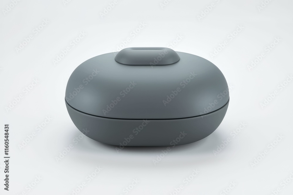 A sleek, gray, two-part container with a smooth, rounded design. A sleek, gray, two-part container with a smooth, rounded design.