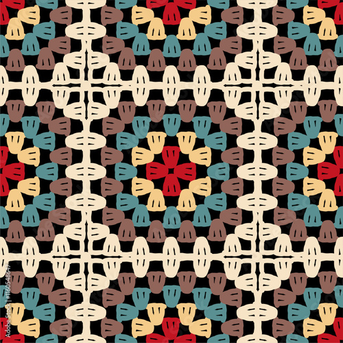 Pattern with crochet granny square wallpaper handmade decorative art design print	
