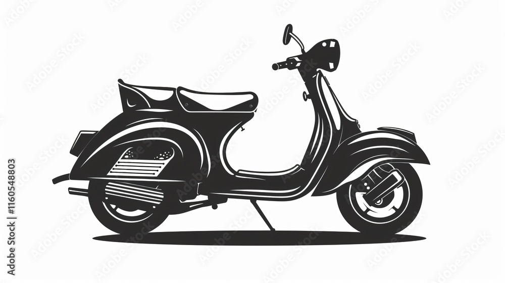 Obraz premium Vintage Italian Retro Scooter Silhouette in Classic Side View