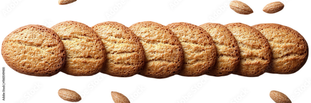 Elegant biscotti arranged neatly, minimalistic white backdrop, inviting texture and color contrast, perfect for a refined culinary display Elegant biscotti arranged neatly, minimalistic white backdrop, inviting texture and color contrast, perfect for a refined culinary display