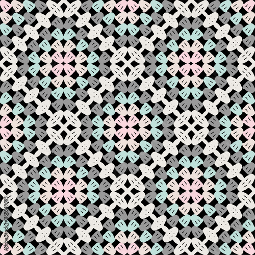 Pattern with crochet granny square wallpaper handmade decorative art design print	
