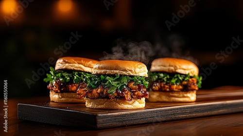 Smoky barbeque jackfruit sliders with a Texan ranch as the backdrop, plantbased bold flavors, BBQ innovation